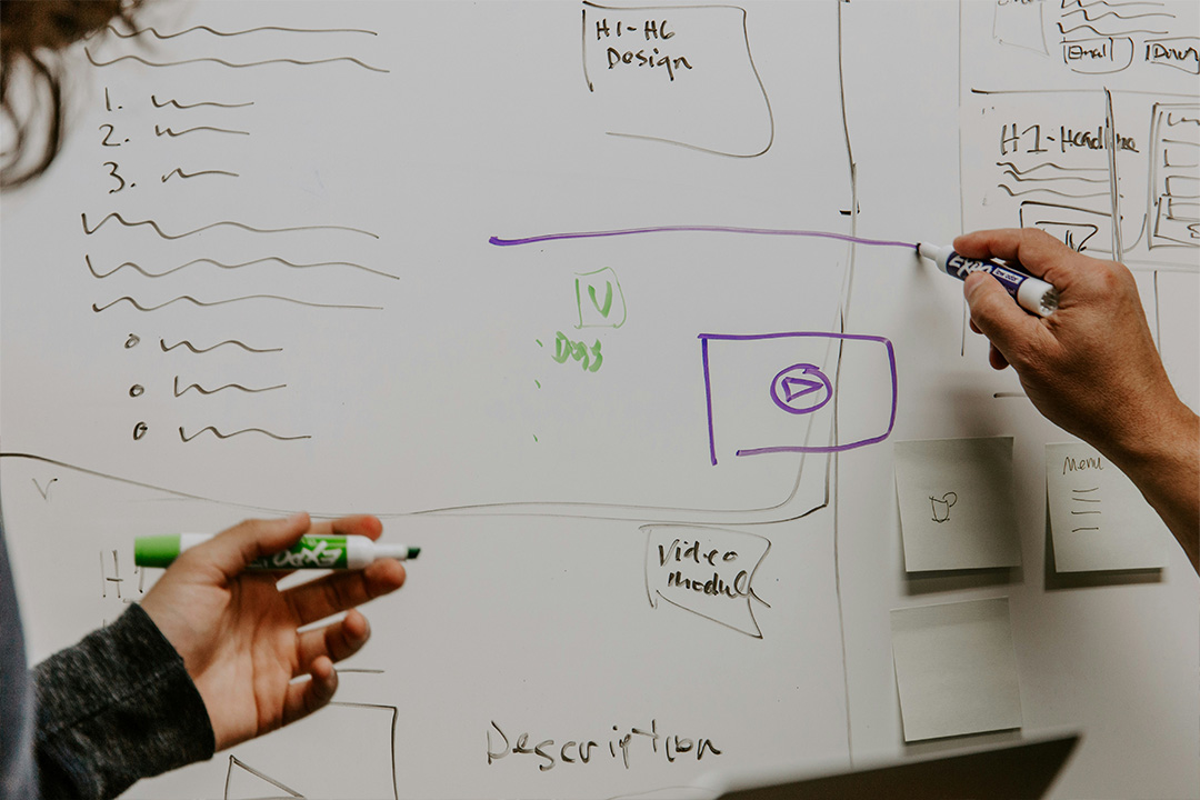 Whiteboard with post-launch film marketing strategies mapped out during a team session.