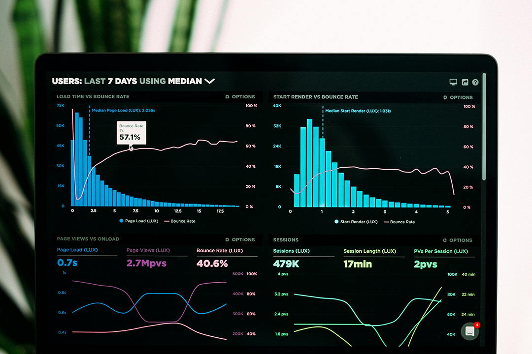 Search engine marketing dashboard on a laptop, showing data for paid search campaigns in digital marketing.